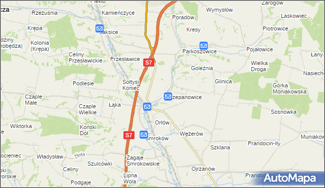 mapa Szczepanowice gmina Miechów, Szczepanowice gmina Miechów na mapie Targeo