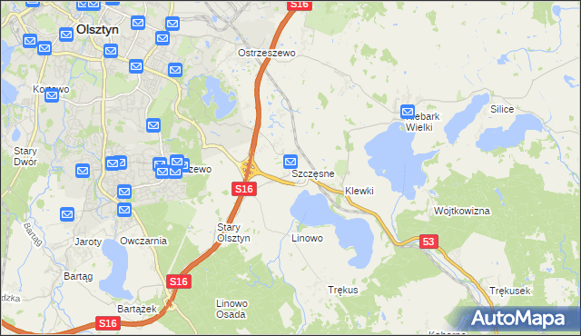 mapa Szczęsne gmina Purda, Szczęsne gmina Purda na mapie Targeo