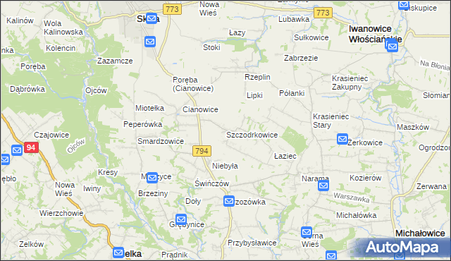 mapa Szczodrkowice, Szczodrkowice na mapie Targeo