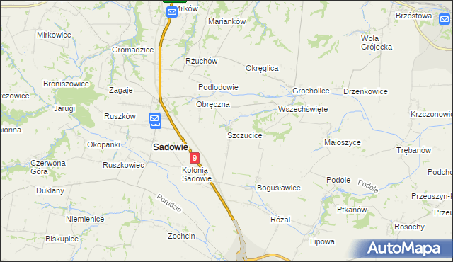 mapa Szczucice, Szczucice na mapie Targeo