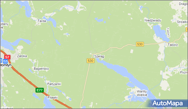 mapa Szeląg gmina Łukta, Szeląg gmina Łukta na mapie Targeo