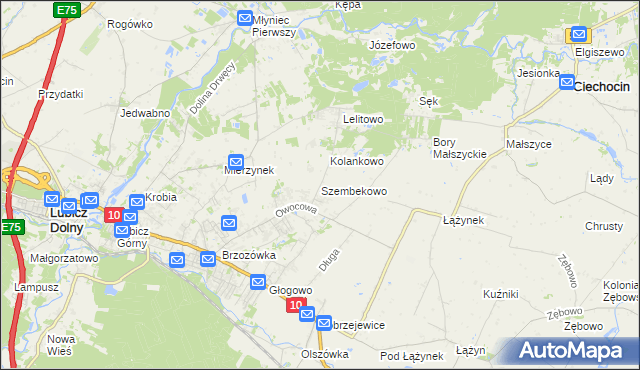 mapa Szembekowo, Szembekowo na mapie Targeo