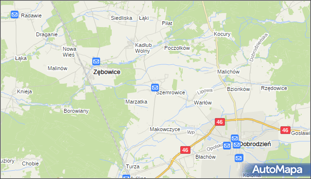 mapa Szemrowice, Szemrowice na mapie Targeo