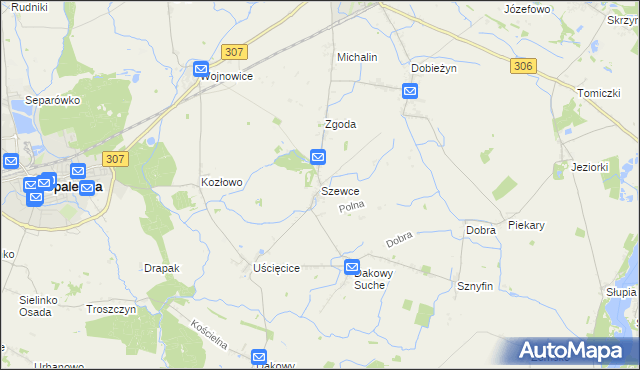 mapa Szewce gmina Buk, Szewce gmina Buk na mapie Targeo