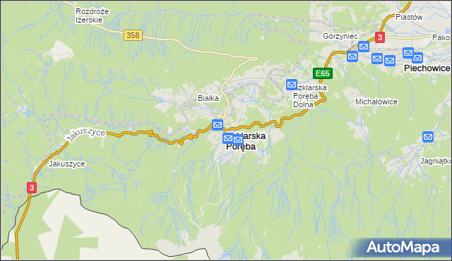 mapa Szklarska Poręba, Szklarska Poręba na mapie Targeo