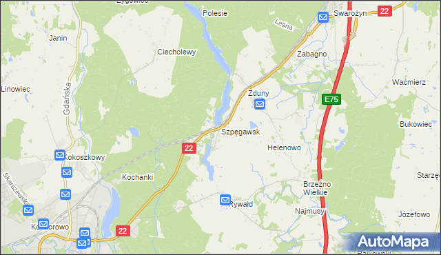 mapa Szpęgawsk, Szpęgawsk na mapie Targeo