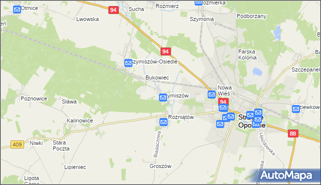 mapa Szymiszów, Szymiszów na mapie Targeo