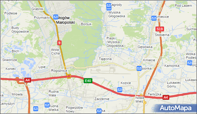mapa Tajęcina, Tajęcina na mapie Targeo