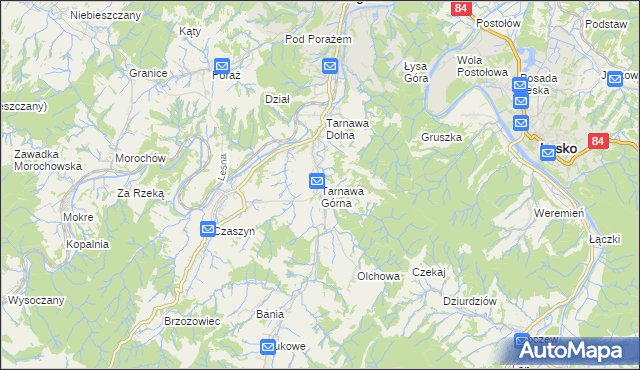 mapa Tarnawa Górna gmina Zagórz, Tarnawa Górna gmina Zagórz na mapie Targeo