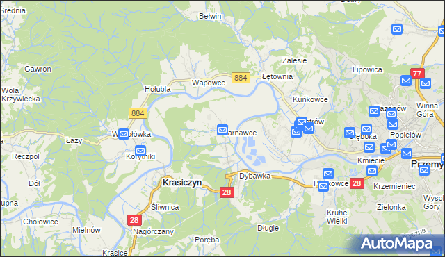 mapa Tarnawce, Tarnawce na mapie Targeo
