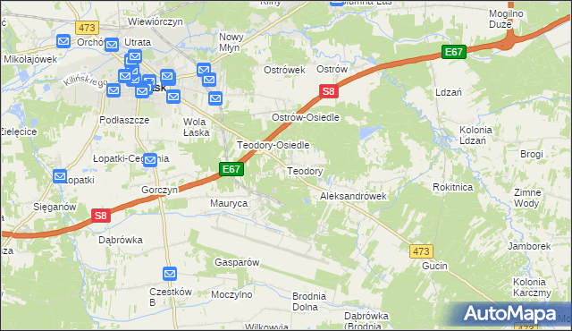 mapa Teodory, Teodory na mapie Targeo