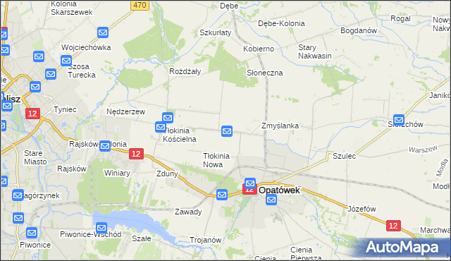 mapa Tłokinia Wielka, Tłokinia Wielka na mapie Targeo