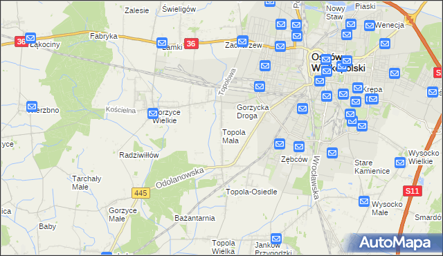 mapa Topola Mała, Topola Mała na mapie Targeo