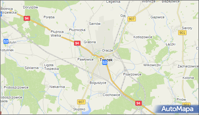 mapa Toszek, Toszek na mapie Targeo