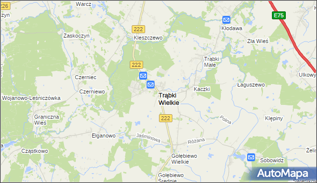 mapa Trąbki Wielkie, Trąbki Wielkie na mapie Targeo