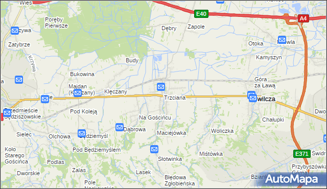 mapa Trzciana gmina Świlcza, Trzciana gmina Świlcza na mapie Targeo