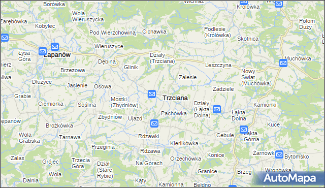 mapa Trzciana powiat bocheński, Trzciana powiat bocheński na mapie Targeo