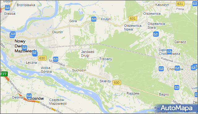 mapa Trzciany gmina Jabłonna, Trzciany gmina Jabłonna na mapie Targeo