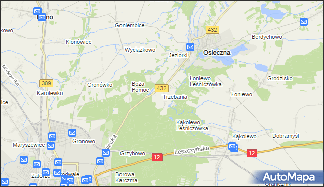 mapa Trzebania, Trzebania na mapie Targeo