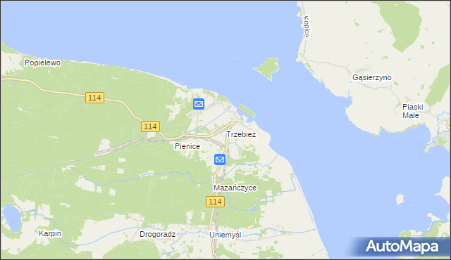 mapa Trzebież, Trzebież na mapie Targeo