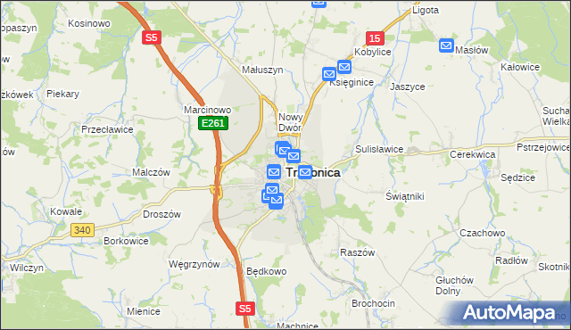 mapa Trzebnica, Trzebnica na mapie Targeo