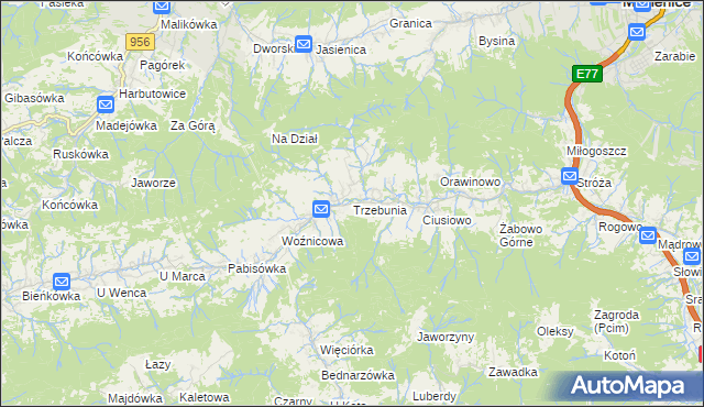 mapa Trzebunia, Trzebunia na mapie Targeo