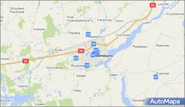 mapa Trzemeszno powiat gnieźnieński, Trzemeszno powiat gnieźnieński na mapie Targeo