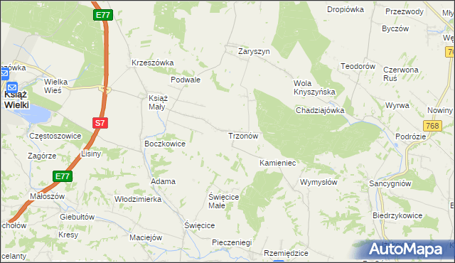 mapa Trzonów, Trzonów na mapie Targeo