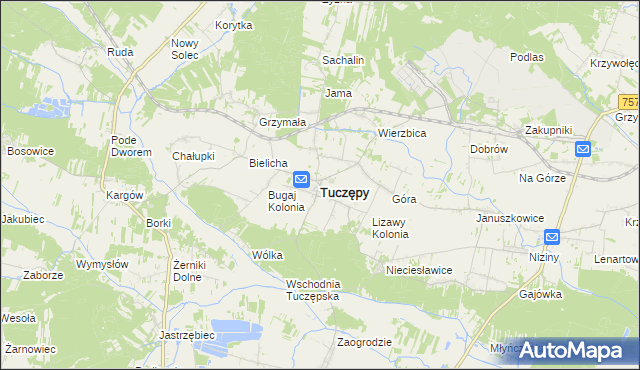 mapa Tuczępy powiat buski, Tuczępy powiat buski na mapie Targeo
