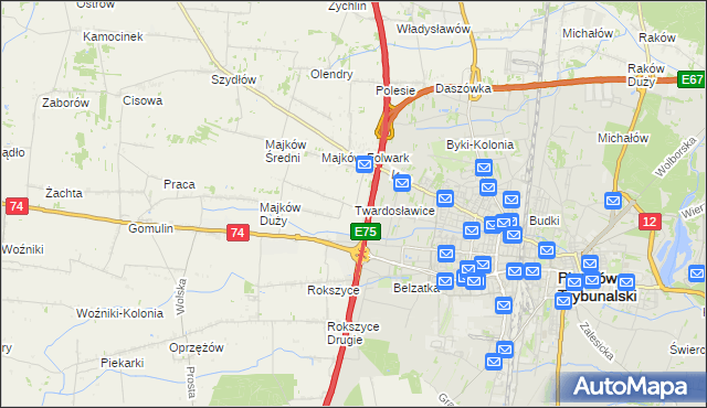 mapa Twardosławice, Twardosławice na mapie Targeo