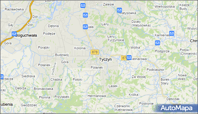 mapa Tyczyn powiat rzeszowski, Tyczyn powiat rzeszowski na mapie Targeo