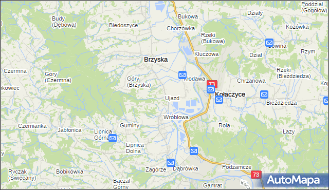 mapa Ujazd gmina Brzyska, Ujazd gmina Brzyska na mapie Targeo