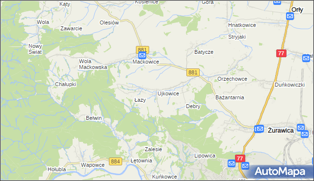 mapa Ujkowice, Ujkowice na mapie Targeo