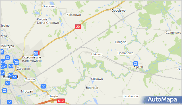 mapa Ulikowo, Ulikowo na mapie Targeo