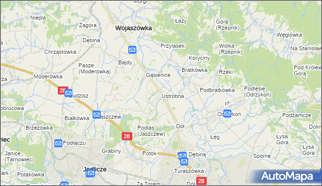mapa Ustrobna, Ustrobna na mapie Targeo