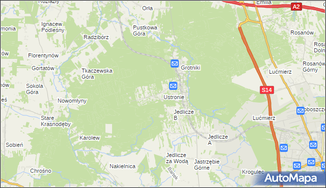 mapa Ustronie gmina Zgierz, Ustronie gmina Zgierz na mapie Targeo