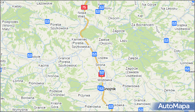 mapa Uszew, Uszew na mapie Targeo