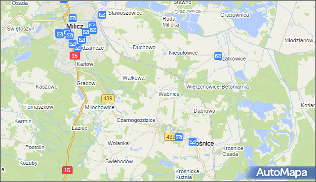 mapa Wąbnice, Wąbnice na mapie Targeo