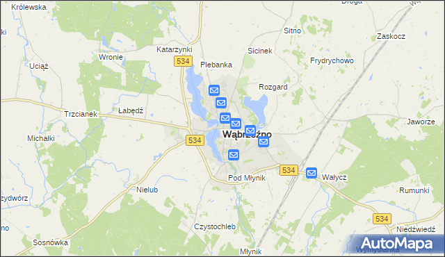 mapa Wąbrzeźno, Wąbrzeźno na mapie Targeo