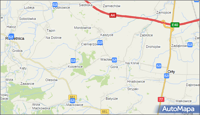 mapa Wacławice, Wacławice na mapie Targeo
