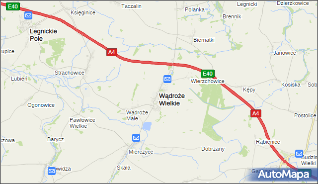 mapa Wądroże Wielkie, Wądroże Wielkie na mapie Targeo