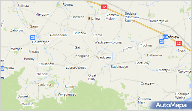 mapa Wągłczew, Wągłczew na mapie Targeo