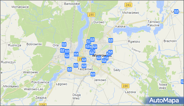 mapa Wągrowiec, Wągrowiec na mapie Targeo