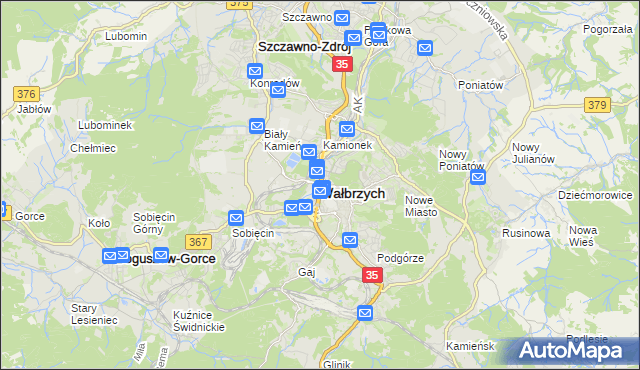 mapa Wałbrzycha, Wałbrzych na mapie Targeo