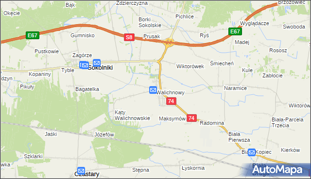 mapa Walichnowy, Walichnowy na mapie Targeo