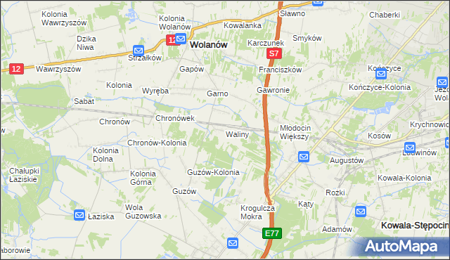 mapa Waliny, Waliny na mapie Targeo