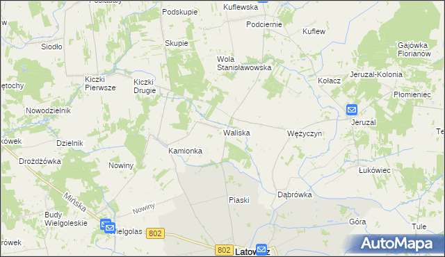 mapa Waliska gmina Latowicz, Waliska gmina Latowicz na mapie Targeo