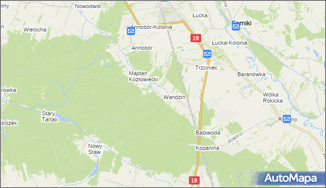 mapa Wandzin gmina Lubartów, Wandzin gmina Lubartów na mapie Targeo