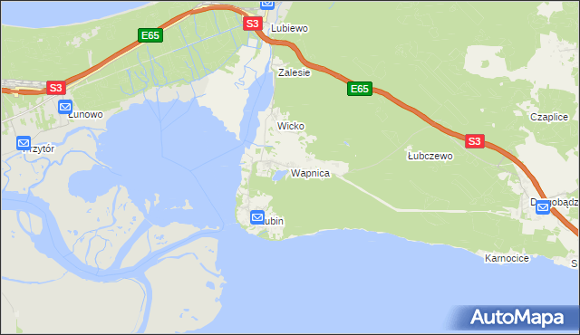 mapa Wapnica gmina Międzyzdroje, Wapnica gmina Międzyzdroje na mapie Targeo