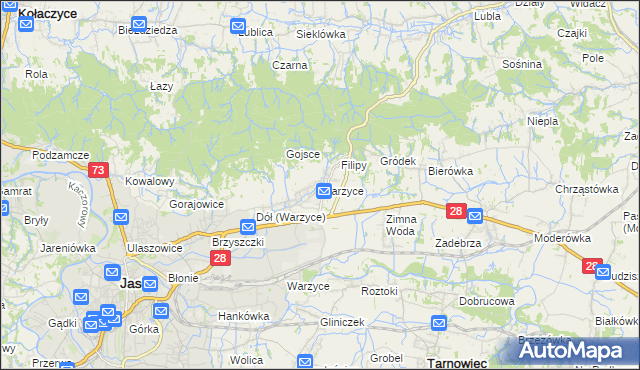 mapa Warzyce, Warzyce na mapie Targeo